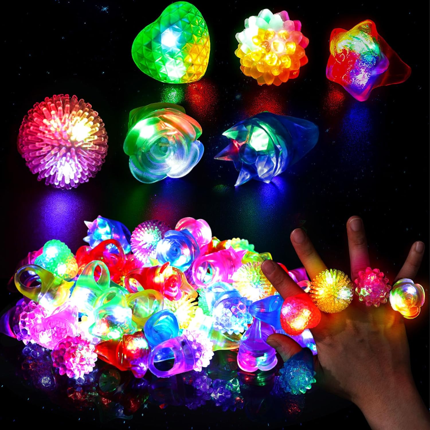 Led Ring Light 18 - 10Pcs LED Light Up Jelly Rings