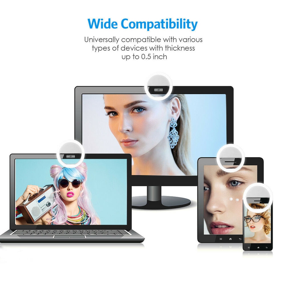 USB Rechargeable LED Selfie Ri - Stand Lighting Photography 评论和价格