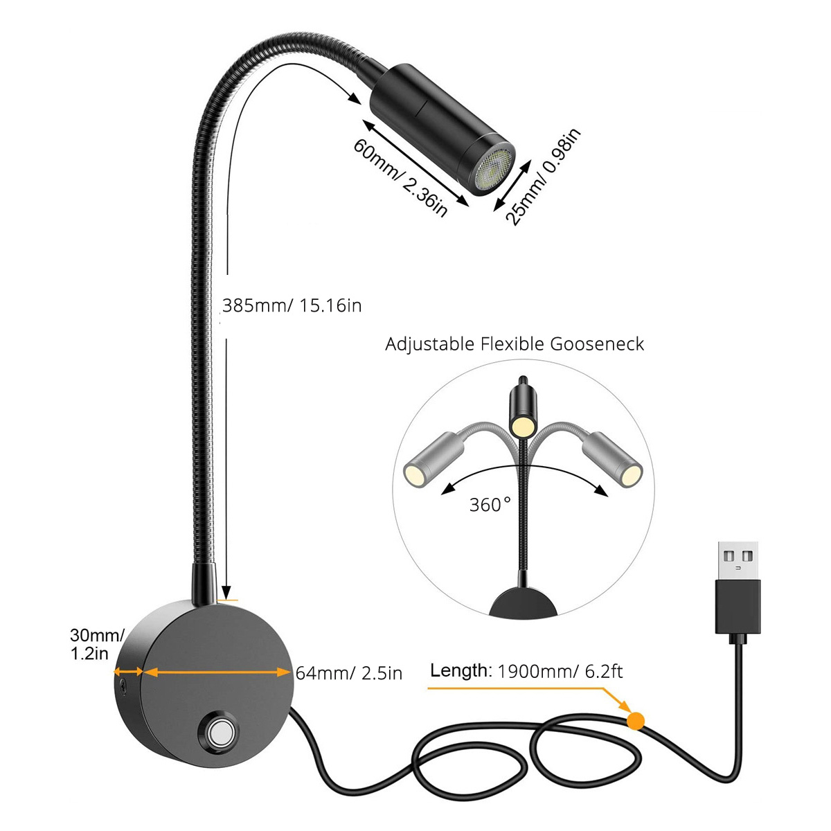 2pcs 5V USB Bedside Wall Readi - Photography Lighting Book 评论和价格