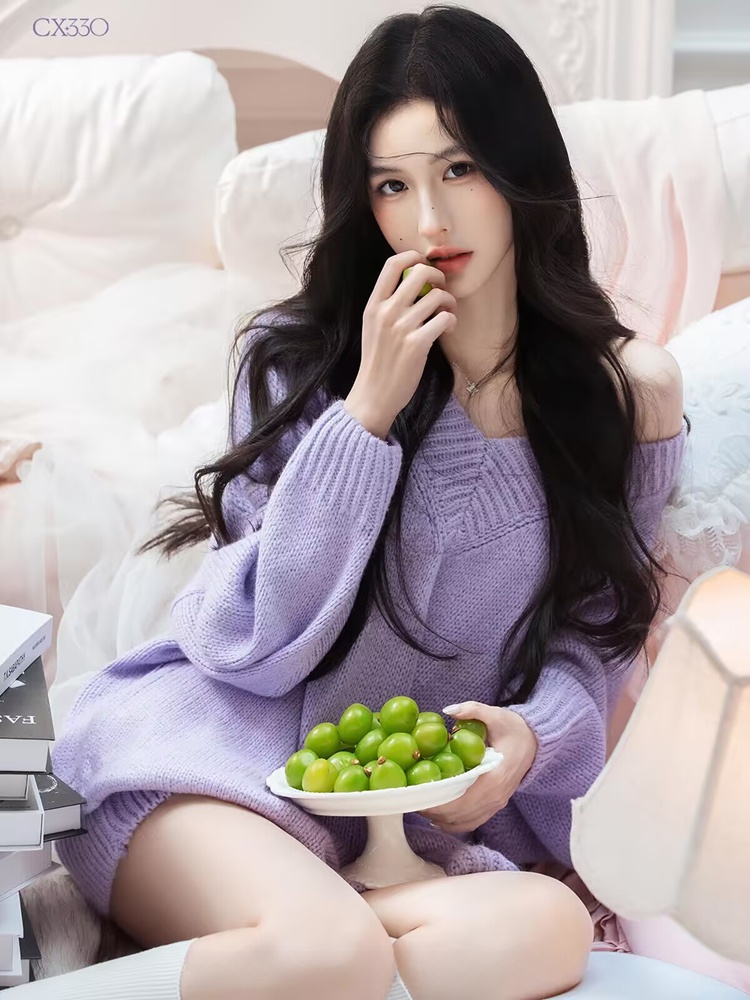 Autumn Winter Purple Sweater O - Photography Lighting For Studio 评论和价格